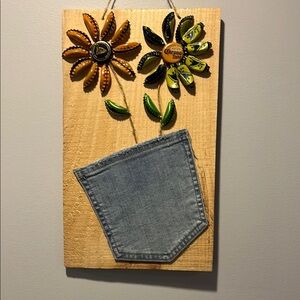 Bottle Cap Flower Wall Art with Corona and Guinness